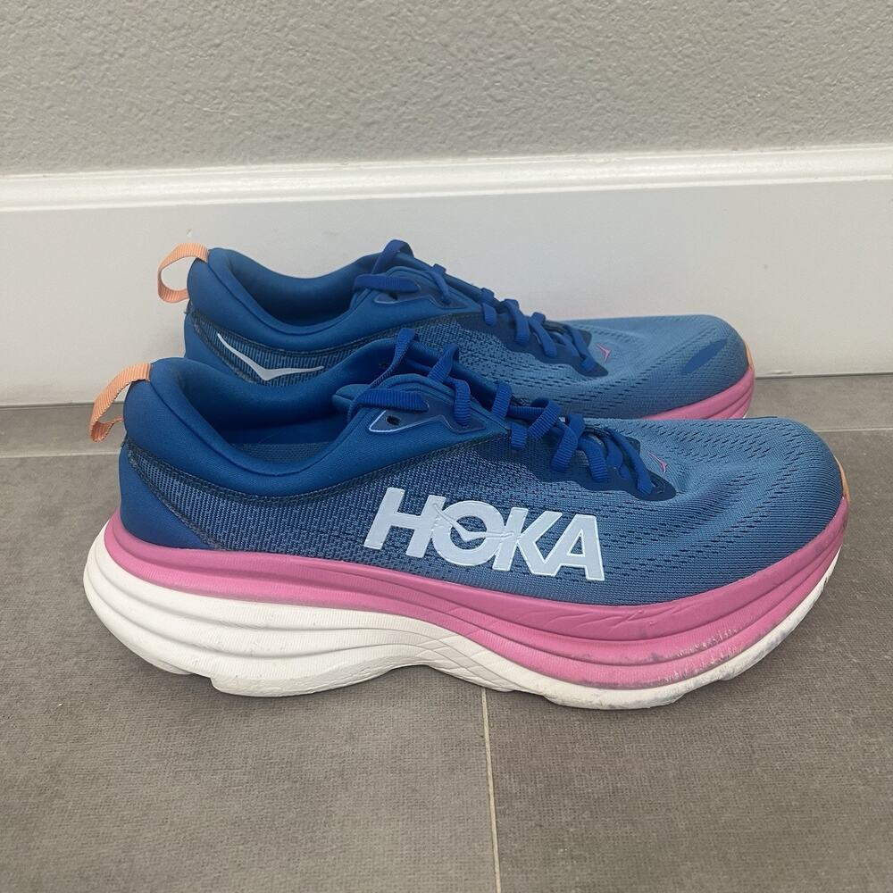 Hoka One One Bondi 8 Womens Size 10B Blue Athletic Running Sneaker Shoes